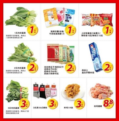 沃爾瑪及好又多門店推出 “1元、2元、3元、5元、8.8元、9.9元”等價位的400個 “均一價” 特惠商品